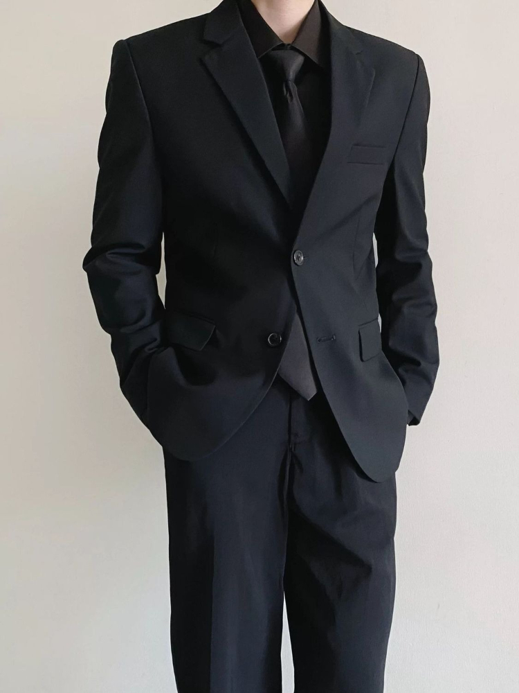 Korean Men Formal Wear - Completo da Uomo Nero Elegante Slim