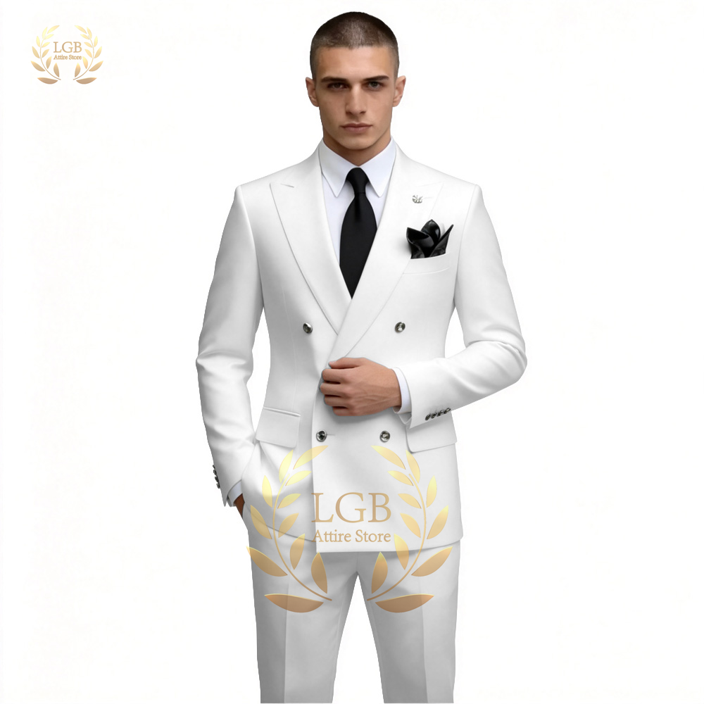 Men Formal Wear For Dinner - Completo da Uomo Bianco Doppiopetto 2